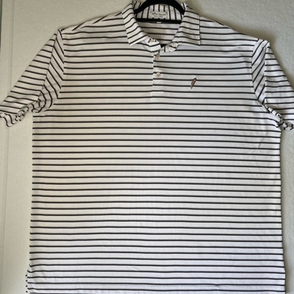 Peter Millar Summer Comfort Feather Logo Golf Polo Shirt Black Gray Mens Size xl - Picture 1 of 7